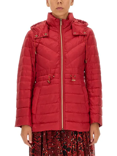 Michael Kors Padded Drawstring Jacket In Red