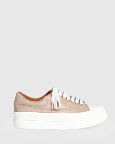 Belle & Bloom Just A Dream Croc Leather Sneaker - Blush In Beige