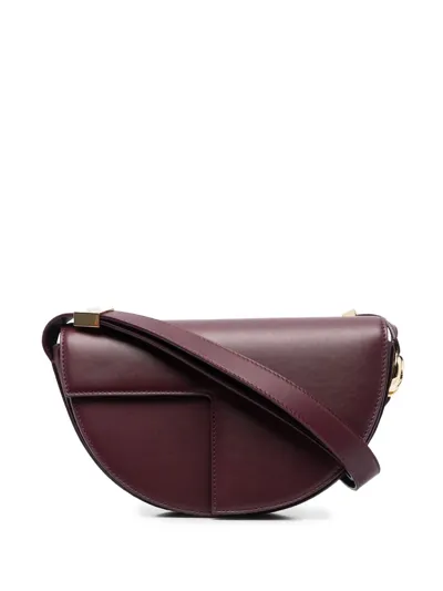 Patou Panelled Calf-leather Shoulder Bag In Purple