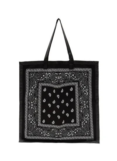 Arizona Love 'beach Bag' Bandana Print Leather Trim Tote Bag In Black