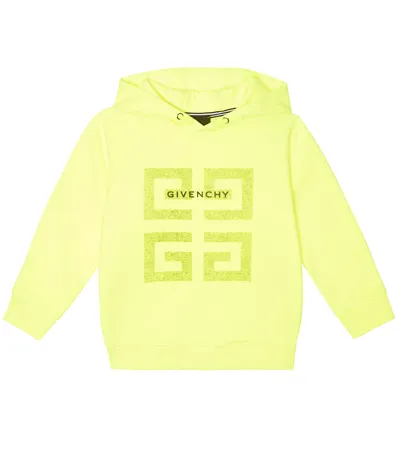 Givenchy Kids' Logo And 4g Cotton-blend Jersey Hoodie In Yellow