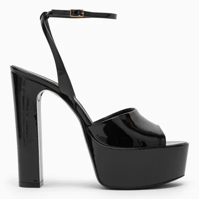 Saint Laurent Jodie Sandal In Patent Black Leather