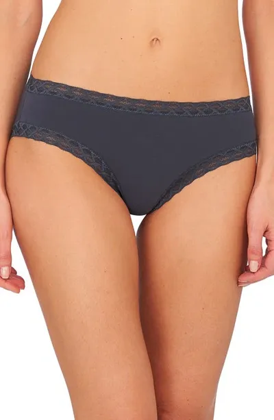 Natori Bliss Cotton Girl Briefs In Ash Navy