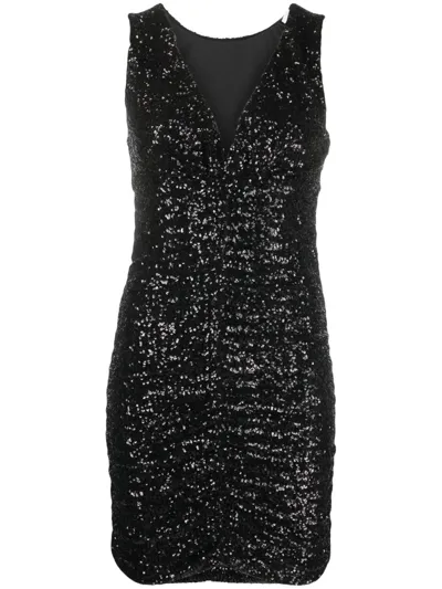 P.a.r.o.s.h Sequined Mini Sleeveless Dress In Schwarz