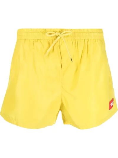 Diesel Cay Bay Logo-patch Swim Shorts In Gelb