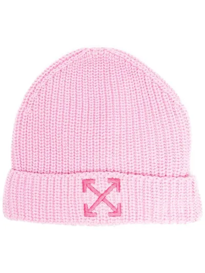 Off-white Kids' Girls Pink Cotton-knit Arrow Beanie Hat