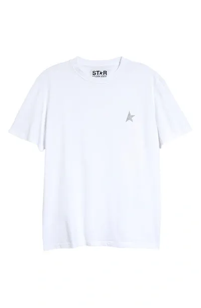 Golden Goose Star W`s Regular T-shirt / Small Star/ Glitter In Bianco