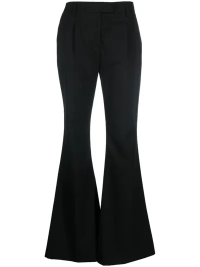 Prada Flared Wool Trousers In Black