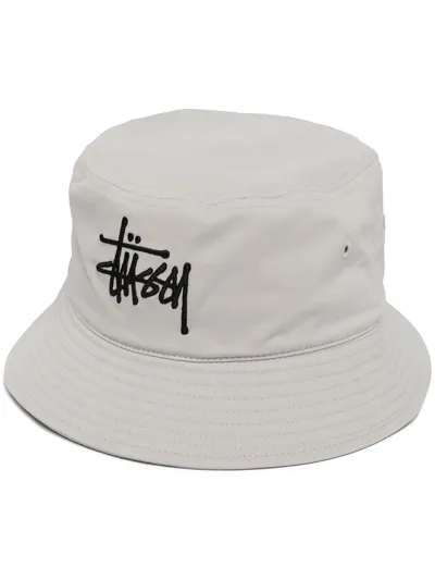 Stussy Brushed Big Basic Bucket Hat In Grey