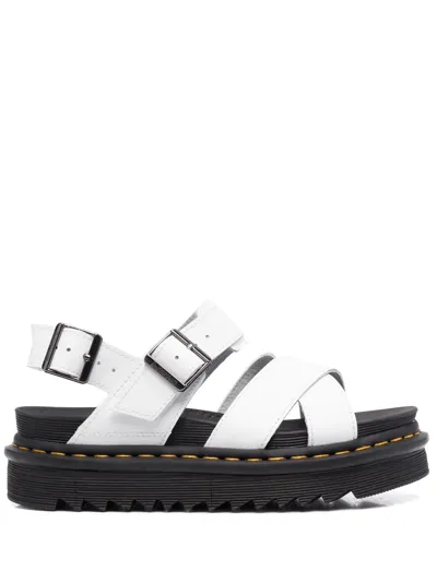 Dr. Martens' Dr. Martens Womens White Voss Ii Cross-straps Leather Sandals In White Hydr