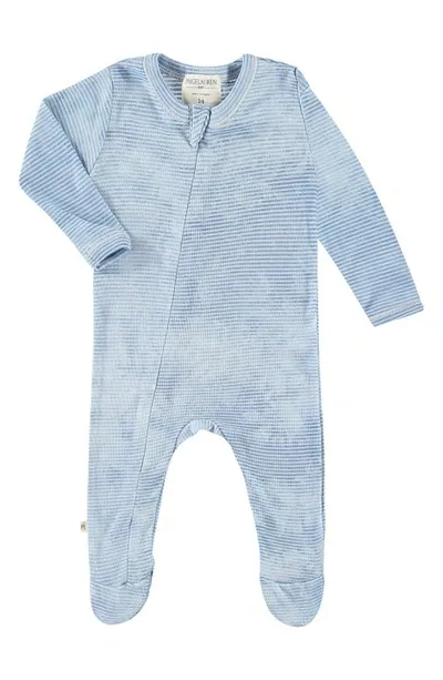 Paigelauren Babies' Long Sleeve Front Zip Footie In Marble Blue