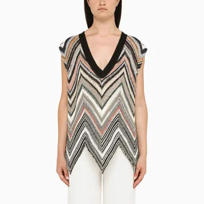 Missoni Knit Vest In A Zig Zag Pattern In Multicolor