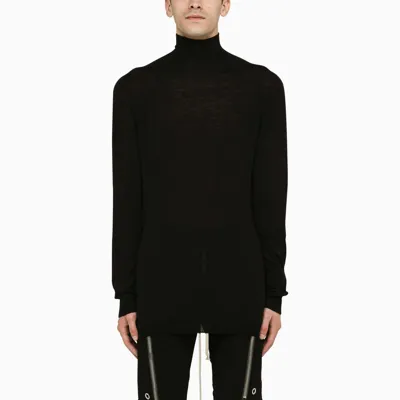 Rick Owens Black Virgin Wool Turtleneck