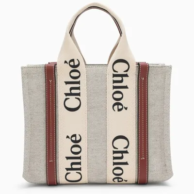 Chloé White/brown Small Woody Bag