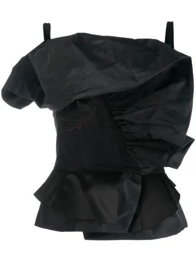 Maison Margiela Black Ruffled Tank Top In Schwarz