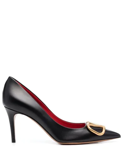 Valentino Garavani Vlogo Signature Leather Pumps In Black