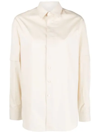 Lemaire Long-sleeve Cotton Shirt In Neutrals