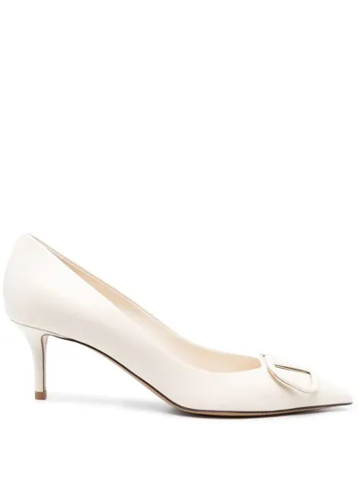 Valentino Garavani Vlogo 75mm Leather Pumps In Weiss