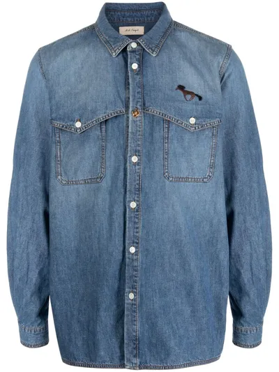 Nick Fouquet Press-stud Fastening Denim Shirt In Blau