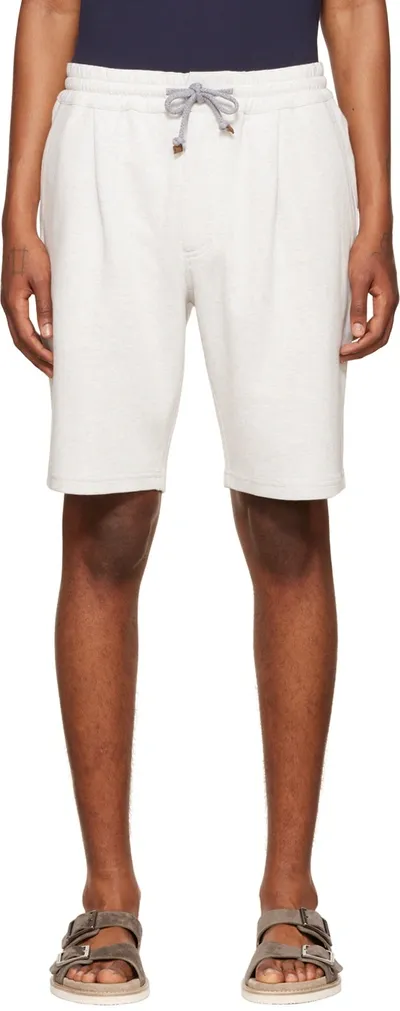 Brunello Cucinelli Drawstring-waist Cotton-blend Shorts In White