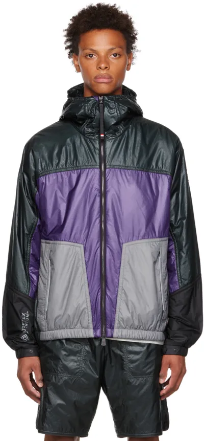 Moncler Peyrus Colour-block Padded Ripstop Hooded Jacket In Purple Black Grey