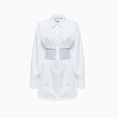 Alexander Wang Hourglass Draped Mini Shirt Dress In White