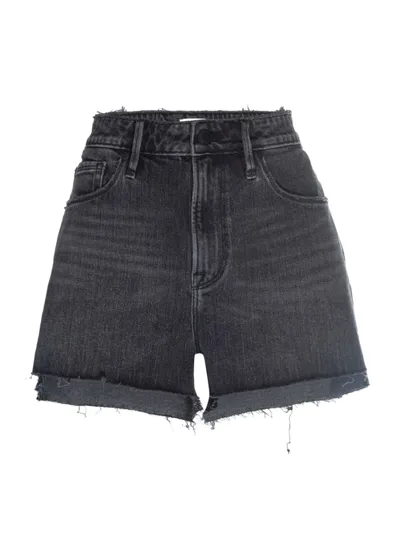 Good American Women's Good '90s Step-hem Cut-off Stretch Jean Shorts In Black