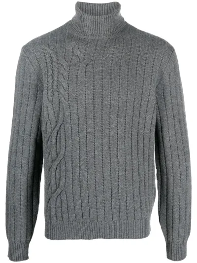 Corneliani Knitted Roll-neck Jumper In Grey