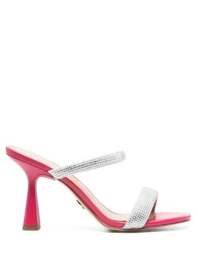 Michael Michael Kors Clara Crystal-embellished Faux Leather Mules In Rubin Red