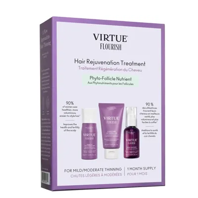 Virtue Flourish Nightly Intensive Hair Rejuvenation Treatment Kit - Trial Size 3 Piece