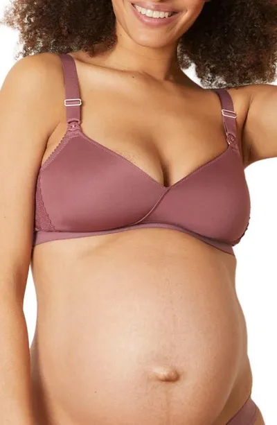 Cache Coeur Serena Wireless Lace Nursing Bra In Plum