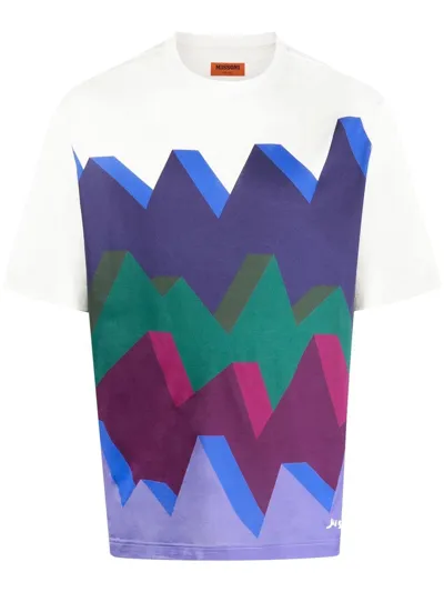 Missoni Zigzag-print Cotton T-shirt In Blue