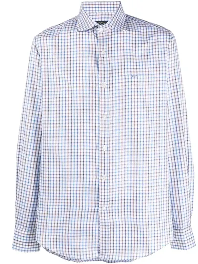 Paul & Shark Logo-embroidered Checked Shirt In Blau