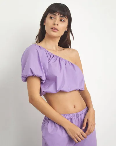 Onia Poplin One Shoulder Top In Lavender