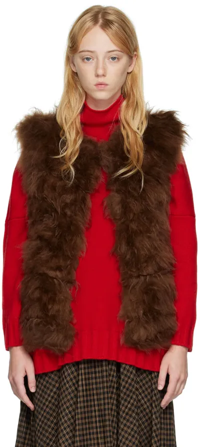 Yves Salomon Brown Shearling Vest In A2067 Noisette