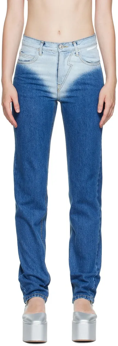 Pushbutton Blue Washed Straight Jeans