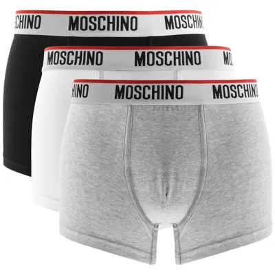 Moschino Men's Basic Tripack Boxer Briefs In Grey