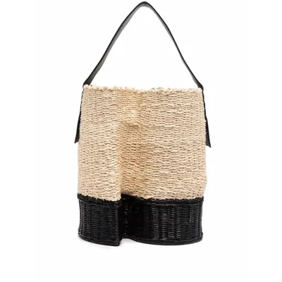 Sacai Woven-raffia Tote Bag In Pink