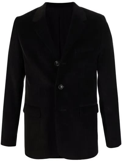 Ami Alexandre Mattiussi Single-breasted Corduroy Jacket In Black