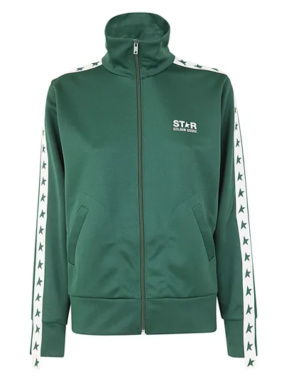 Golden Goose Star Zipped Track Jacket Denise Triacetate Logo Star Strip In Green