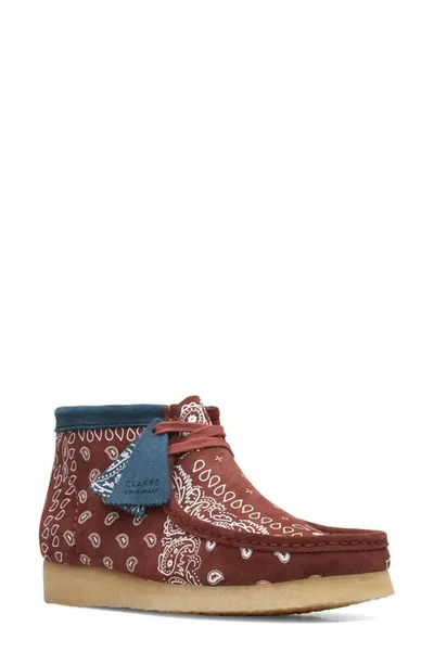 Clarks Wallabee Paisley Boot In Brick Paisley