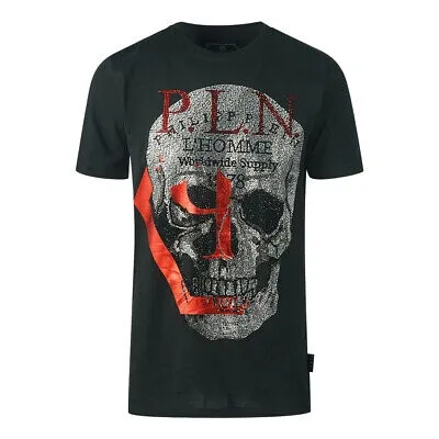 Pre-owned Philipp Plein Herren T-shirts Mtk3582 0213 Black T-shirt