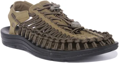 Pre-owned Keen Uneek Herren Gummizug Schnürsenkel Leicht Wandern Sandalen In Oliv Uk Eu 7