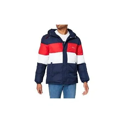 Pre-owned Fila Jacken Herren  Pirro Blocked Puff Jkt M 683457g06 Rot-weiss-dunkelblau