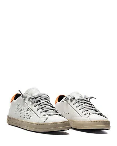 Pre-owned P448 Herren Schuhe Sneakers  B John M White Orange Weiss