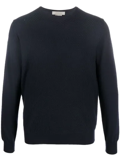 Corneliani Crew-neck Long-sleeve Jumper In Blue