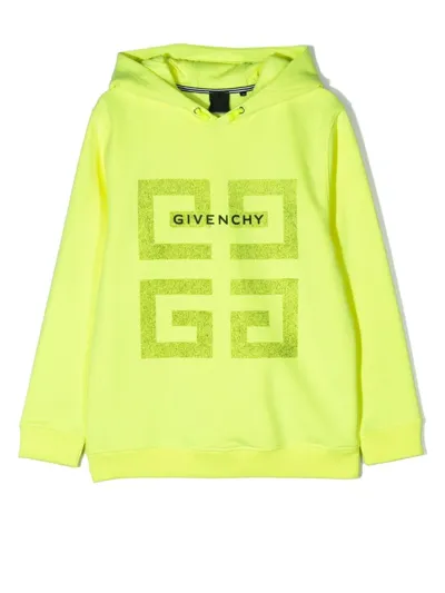 Givenchy Kids' Logo-print Long-sleeve Hoodie In Yellow