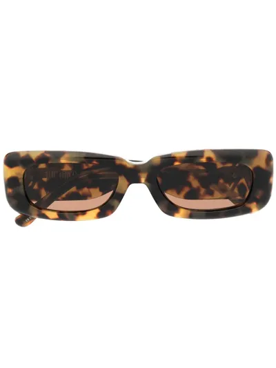 Attico + Linda Farrow Mini Marfa Rectangular-frame Tortoiseshell Acetate Sunglasses In Brown