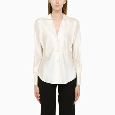 Vince Ivory-coloured Long Sleeve Silk Shirt In White