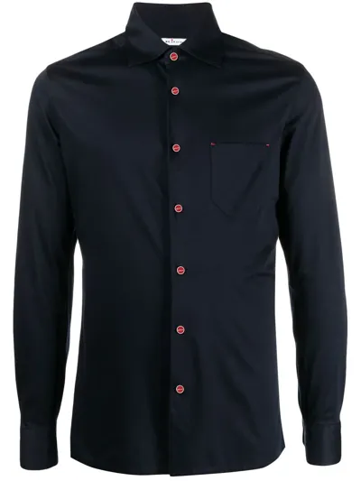 Kiton Button-up Long-sleeve Shirt In Blue